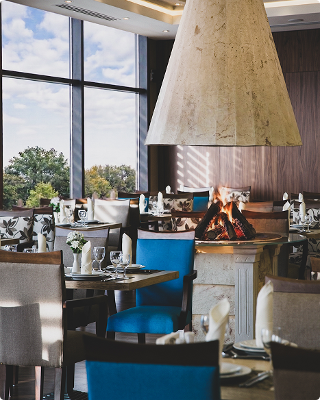 Mountain view dining at Tilal Bzommar restaurant
